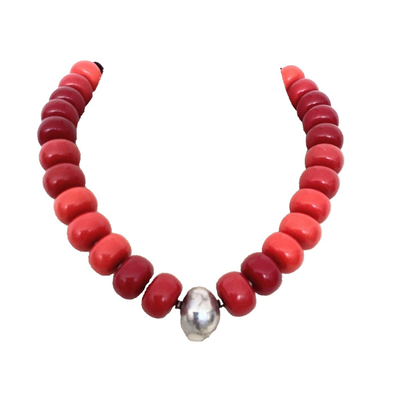 Chico's Jewelry - Chico's Faux Coral Beaded Statement Necklace